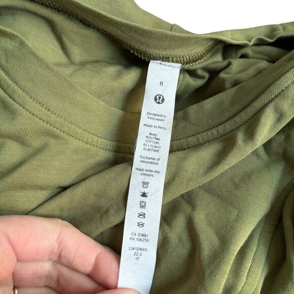 Lululemon Cotton Wrap Front T-Shirt Dress size 8  Green - Picture 2 of 5